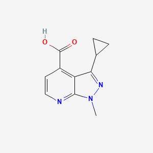 molecular formula C11H11N3O2 B2976419 3-Cyclopropyl-1-methyl-1H-pyrazolo[3,4-b]pyridine-4-carboxylic acid CAS No. 1781983-41-2