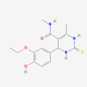 molecular formula C15H19N3O3S B297642 4-(3-ethoxy-4-hydroxyphenyl)-N,6-dimethyl-2-thioxo-1,2,3,4-tetrahydropyrimidine-5-carboxamide 