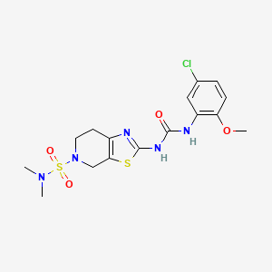 molecular formula C16H20ClN5O4S2 B2976420 2-(3-(5-chloro-2-methoxyphenyl)ureido)-N,N-dimethyl-6,7-dihydrothiazolo[5,4-c]pyridine-5(4H)-sulfonamide CAS No. 1448071-69-9