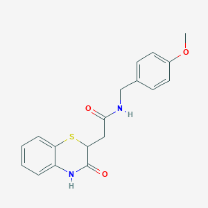 molecular formula C18H18N2O3S B2976424 N-[(4-methoxyphenyl)methyl]-2-(3-oxo-3,4-dihydro-2H-1,4-benzothiazin-2-yl)acetamide CAS No. 577788-35-3