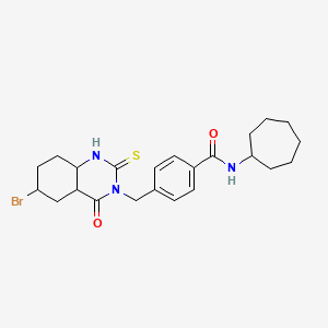 4-[(6-bromo-4-oxo-2-sulfanylidene-1,2,3,4-tetrahydroquinazolin-3-yl)methyl]-N-cycloheptylbenzamide