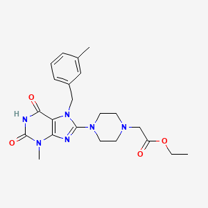 ethyl 2-(4-(3-methyl-7-(3-methylbenzyl)-2,6-dioxo-2,3,6,7-tetrahydro-1H-purin-8-yl)piperazin-1-yl)acetate
