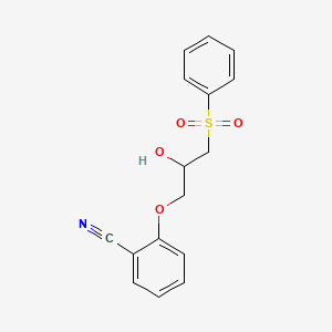 molecular formula C16H15NO4S B2976445 2-[3-(Benzenesulfonyl)-2-hydroxypropoxy]benzonitrile CAS No. 478079-74-2