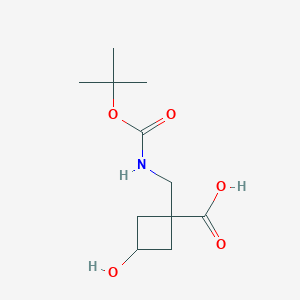 molecular formula C11H19NO5 B2976465 1-(((叔丁氧羰基)氨基)甲基)-3-羟基环丁烷-1-羧酸 CAS No. 2137648-38-3