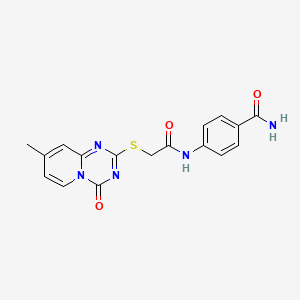 4-[[2-(8-Methyl-4-oxopyrido[1,2-a][1,3,5]triazin-2-yl)sulfanylacetyl]amino]benzamide
