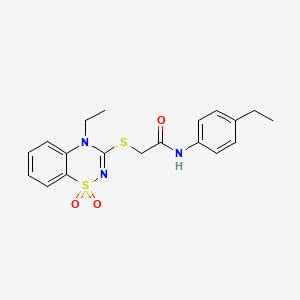 B2976471 2-((4-ethyl-1,1-dioxido-4H-benzo[e][1,2,4]thiadiazin-3-yl)thio)-N-(4-ethylphenyl)acetamide CAS No. 941899-63-4