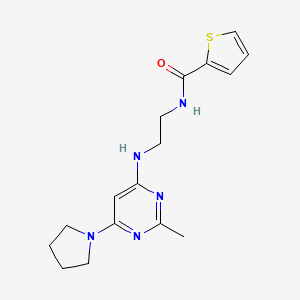 molecular formula C16H21N5OS B2976482 N-(2-((2-methyl-6-(pyrrolidin-1-yl)pyrimidin-4-yl)amino)ethyl)thiophene-2-carboxamide CAS No. 1203286-26-3