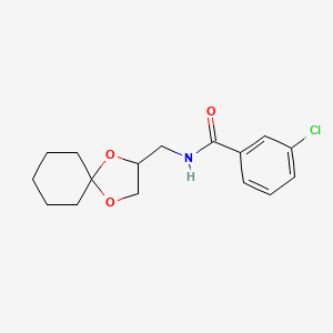 molecular formula C16H20ClNO3 B2976487 N-(1,4-dioxaspiro[4.5]decan-2-ylmethyl)-3-chlorobenzamide CAS No. 899957-64-3