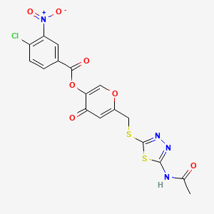 molecular formula C17H11ClN4O7S2 B2976489 6-(((5-乙酰氨基-1,3,4-噻二唑-2-基)硫代)甲基)-4-氧代-4H-吡喃-3-基 4-氯-3-硝基苯甲酸酯 CAS No. 896016-49-2