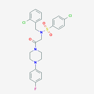 molecular formula C25H24Cl2FN3O3S B297649 4-chloro-N-(2-chlorobenzyl)-N-{2-[4-(4-fluorophenyl)piperazin-1-yl]-2-oxoethyl}benzenesulfonamide 