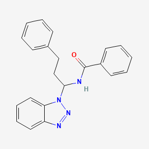 molecular formula C22H20N4O B2976492 N-[1-(1H-1,2,3-Benzotriazol-1-yl)-3-phenylpropyl]benzamide CAS No. 300680-23-3