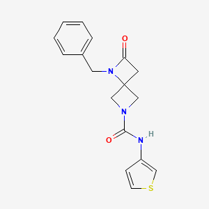 molecular formula C17H17N3O2S B2976493 1-Benzyl-2-oxo-N-thiophen-3-yl-1,6-diazaspiro[3.3]heptane-6-carboxamide CAS No. 2224523-30-0