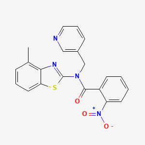 molecular formula C21H16N4O3S B2976494 N-(4-methylbenzo[d]thiazol-2-yl)-2-nitro-N-(pyridin-3-ylmethyl)benzamide CAS No. 895000-32-5