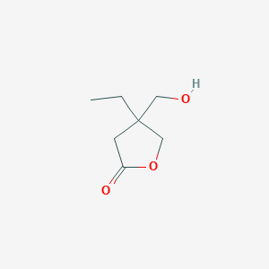 molecular formula C7H12O3 B2976499 4-乙基-4-(羟甲基)氧杂环-2-酮 CAS No. 2416243-61-1