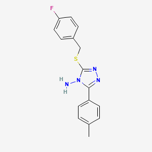 molecular formula C16H15FN4S B2976504 3-((4-Fluorobenzyl)thio)-5-(4-methylphenyl)-4H-1,2,4-triazol-4-amine CAS No. 578001-22-6