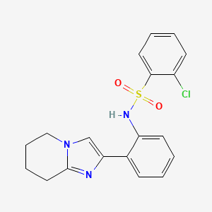 molecular formula C19H18ClN3O2S B2976507 2-chloro-N-(2-(5,6,7,8-tetrahydroimidazo[1,2-a]pyridin-2-yl)phenyl)benzenesulfonamide CAS No. 2034568-36-8