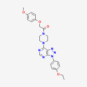 molecular formula C25H27N7O4 B2976510 1-(4-(3-(4-ethoxyphenyl)-3H-[1,2,3]triazolo[4,5-d]pyrimidin-7-yl)piperazin-1-yl)-2-(4-methoxyphenoxy)ethanone CAS No. 920377-76-0