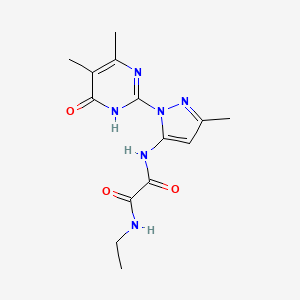 molecular formula C14H18N6O3 B2976513 N1-(1-(4,5-dimethyl-6-oxo-1,6-dihydropyrimidin-2-yl)-3-methyl-1H-pyrazol-5-yl)-N2-ethyloxalamide CAS No. 1013890-54-4