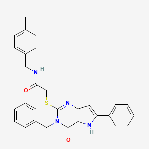 2-({3-benzyl-4-oxo-6-phenyl-3H,4H,5H-pyrrolo[3,2-d]pyrimidin-2-yl}sulfanyl)-N-[(4-methylphenyl)methyl]acetamide