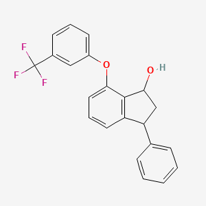 molecular formula C22H17F3O2 B2976519 3-Phenyl-7-[3-(trifluoromethyl)phenoxy]-1-indanol CAS No. 337921-82-1