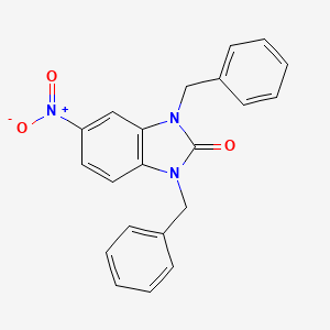 molecular formula C21H17N3O3 B2976535 1,3-dibenzyl-5-nitro-1,3-dihydro-2H-benzo[d]imidazol-2-one CAS No. 55327-66-7