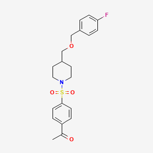 molecular formula C21H24FNO4S B2976537 1-(4-((4-(((4-Fluorobenzyl)oxy)methyl)piperidin-1-yl)sulfonyl)phenyl)ethanone CAS No. 1396878-25-3