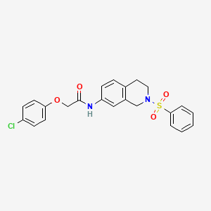 molecular formula C23H21ClN2O4S B2976539 2-(4-氯苯氧基)-N-(2-(苯磺酰基)-1,2,3,4-四氢异喹啉-7-基)乙酰胺 CAS No. 955228-87-2