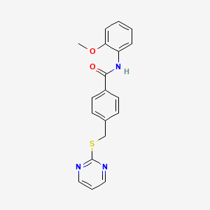 molecular formula C19H17N3O2S B2976541 N-(2-methoxyphenyl)-4-(pyrimidin-2-ylsulfanylmethyl)benzamide CAS No. 801226-58-4