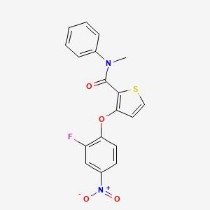 molecular formula C18H13FN2O4S B2976551 3-(2-fluoro-4-nitrophenoxy)-N-methyl-N-phenylthiophene-2-carboxamide CAS No. 303152-51-4