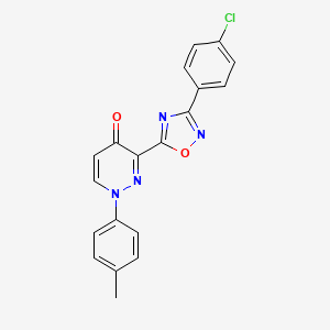 molecular formula C19H13ClN4O2 B2976556 3-(3-(4-氯苯基)-1,2,4-恶二唑-5-基)-1-(对甲苯基)吡啶嗪-4(1H)-酮 CAS No. 1112373-99-5