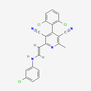 2-[(E)-2-[(3-chlorophenyl)amino]ethenyl]-4-(2,6-dichlorophenyl)-6-methylpyridine-3,5-dicarbonitrile