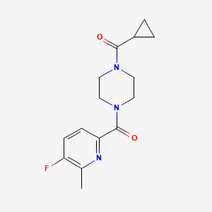molecular formula C15H18FN3O2 B2976558 1-Cyclopropanecarbonyl-4-(5-fluoro-6-methylpyridine-2-carbonyl)piperazine CAS No. 2415513-25-4