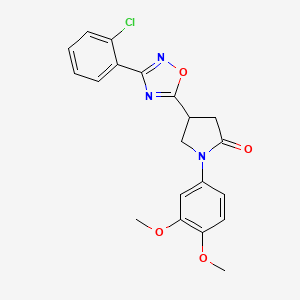 molecular formula C20H18ClN3O4 B2976559 4-(3-(2-Chlorophenyl)-1,2,4-oxadiazol-5-yl)-1-(3,4-dimethoxyphenyl)pyrrolidin-2-one CAS No. 941962-51-2