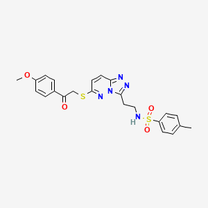 molecular formula C23H23N5O4S2 B2976561 N-(2-(6-((2-(4-methoxyphenyl)-2-oxoethyl)thio)-[1,2,4]triazolo[4,3-b]pyridazin-3-yl)ethyl)-4-methylbenzenesulfonamide CAS No. 872998-45-3