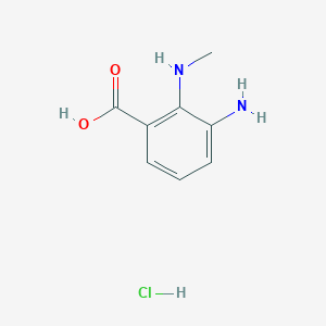 molecular formula C8H11ClN2O2 B2976574 3-Amino-2-(methylamino)benzoic acid hydrochloride CAS No. 208772-21-8