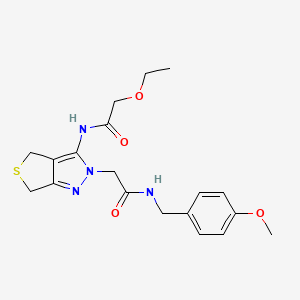 molecular formula C19H24N4O4S B2976576 2-ethoxy-N-(2-(2-((4-methoxybenzyl)amino)-2-oxoethyl)-4,6-dihydro-2H-thieno[3,4-c]pyrazol-3-yl)acetamide CAS No. 1105250-07-4