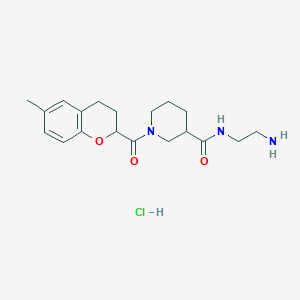 molecular formula C19H28ClN3O3 B2976578 N-(2-Aminoethyl)-1-(6-methyl-3,4-dihydro-2H-chromene-2-carbonyl)piperidine-3-carboxamide;hydrochloride CAS No. 2418721-59-0