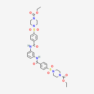 ethyl 4-(4-{[3-(4-{[4-(ethoxycarbonyl)piperazin-1-yl]sulfonyl}benzamido)phenyl]carbamoyl}benzenesulfonyl)piperazine-1-carboxylate