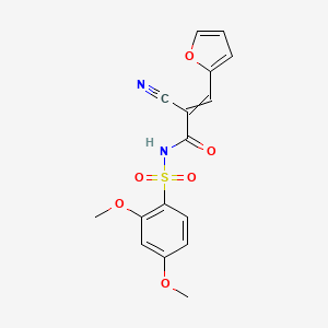 molecular formula C16H14N2O6S B2976604 2-cyano-N-(2,4-dimethoxybenzenesulfonyl)-3-(furan-2-yl)prop-2-enamide CAS No. 1798416-84-8