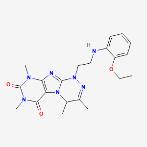 molecular formula C21H27N7O3 B2976612 1-(2-((2-ethoxyphenyl)amino)ethyl)-3,4,7,9-tetramethyl-7,9-dihydro-[1,2,4]triazino[3,4-f]purine-6,8(1H,4H)-dione CAS No. 923217-90-7