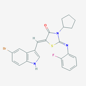molecular formula C23H19BrFN3OS B297662 (5Z)-5-[(5-bromo-1H-indol-3-yl)methylidene]-3-cyclopentyl-2-(2-fluorophenyl)imino-1,3-thiazolidin-4-one 