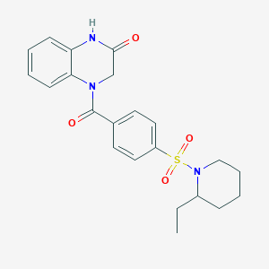 molecular formula C22H25N3O4S B2976622 4-(4-((2-乙基哌啶-1-基)磺酰)苯甲酰)-3,4-二氢喹喔啉-2(1H)-酮 CAS No. 952835-70-0
