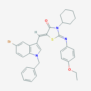 molecular formula C33H32BrN3O2S B297663 5-[(1-benzyl-5-bromo-1H-indol-3-yl)methylene]-3-cyclohexyl-2-[(4-ethoxyphenyl)imino]-1,3-thiazolidin-4-one 