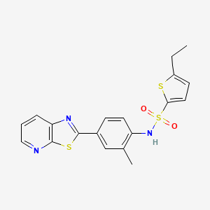 molecular formula C19H17N3O2S3 B2976638 5-乙基-N-(2-甲基-4-(噻唑并[5,4-b]吡啶-2-基)苯基)噻吩-2-磺酰胺 CAS No. 896679-16-6