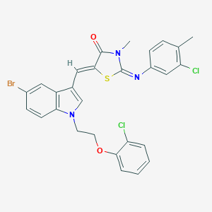 molecular formula C28H22BrCl2N3O2S B297664 5-({5-bromo-1-[2-(2-chlorophenoxy)ethyl]-1H-indol-3-yl}methylene)-2-[(3-chloro-4-methylphenyl)imino]-3-methyl-1,3-thiazolidin-4-one 