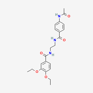 molecular formula C22H27N3O5 B2976653 N-(2-(4-乙酰氨基苯甲酰胺)乙基)-3,4-二乙氧基苯甲酰胺 CAS No. 1021107-94-7