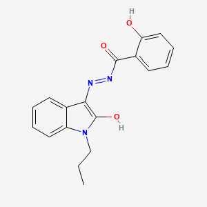 molecular formula C18H17N3O3 B2976663 (Z)-2-hydroxy-N'-(2-oxo-1-propylindolin-3-ylidene)benzohydrazide CAS No. 327026-44-8