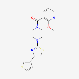 molecular formula C18H18N4O2S2 B2976667 (2-甲氧基吡啶-3-基)(4-(4-(噻吩-3-基)噻唑-2-基)哌嗪-1-基)甲苯酮 CAS No. 1448066-88-3