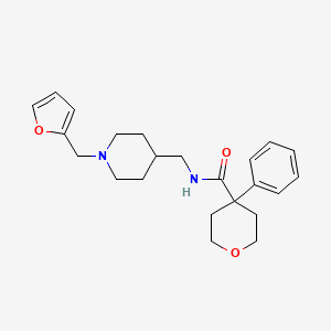 molecular formula C23H30N2O3 B2976671 N-((1-(furan-2-ylmethyl)piperidin-4-yl)methyl)-4-phenyltetrahydro-2H-pyran-4-carboxamide CAS No. 1208543-05-8