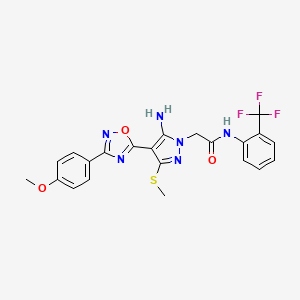 2-(5-amino-4-(3-(4-methoxyphenyl)-1,2,4-oxadiazol-5-yl)-3-(methylthio)-1H-pyrazol-1-yl)-N-(2-(trifluoromethyl)phenyl)acetamide